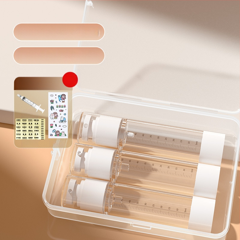 Vakuuma pudeļu pildīšanas pārnēsājamā smidzināšanas pudele emulsijas presei, caurspīdīga ceļošana ar mēroga kosmētikas pudeļu pildīšanas uzvalku