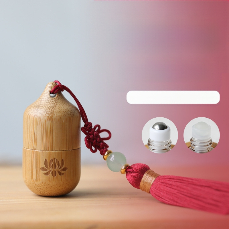 Bambusest eeterliku õli helmeste pudel 1ml loominguline väikese mahutavusega jagatud parfüümi essents kaasaskantav antiikne tutiga puidust helmeste pudel