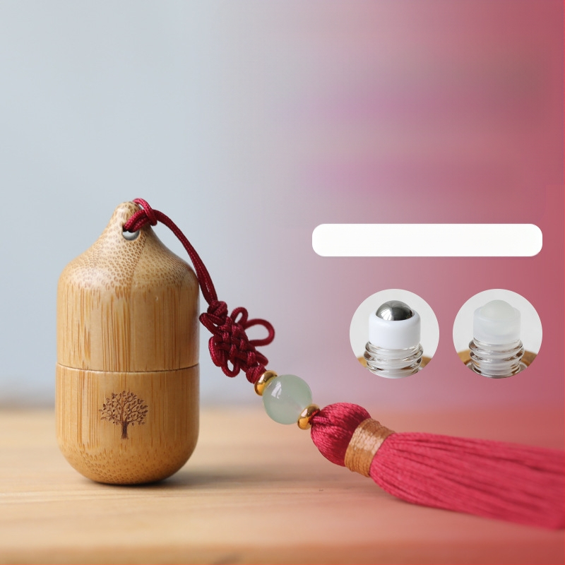 Bambusest eeterliku õli helmeste pudel 1ml loominguline väikese mahutavusega jagatud parfüümi essents kaasaskantav antiikne tutiga puidust helmeste pudel