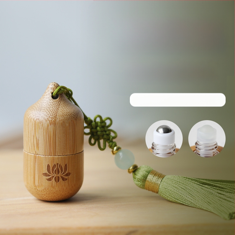 Bambusest eeterliku õli helmeste pudel 1ml loominguline väikese mahutavusega jagatud parfüümi essents kaasaskantav antiikne tutiga puidust helmeste pudel