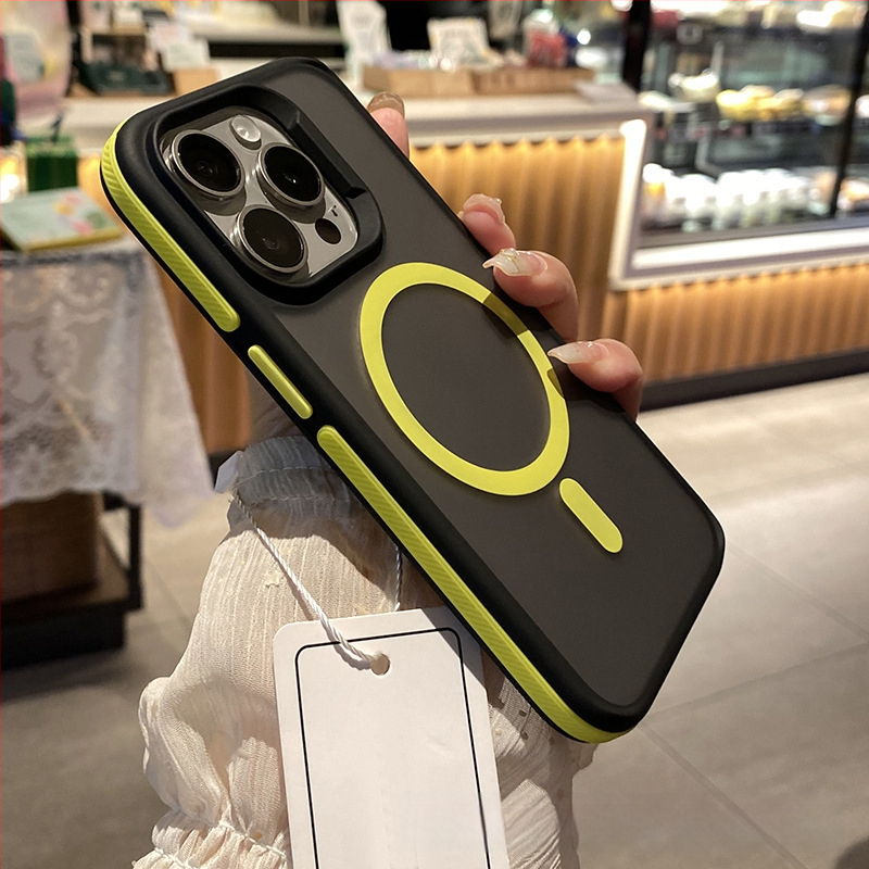 Apple 16ProMax mobiiltelefoni ümbrisele, kahevärviline magnetiline iPhone14 mattnahast Magsafe kaitseümbris