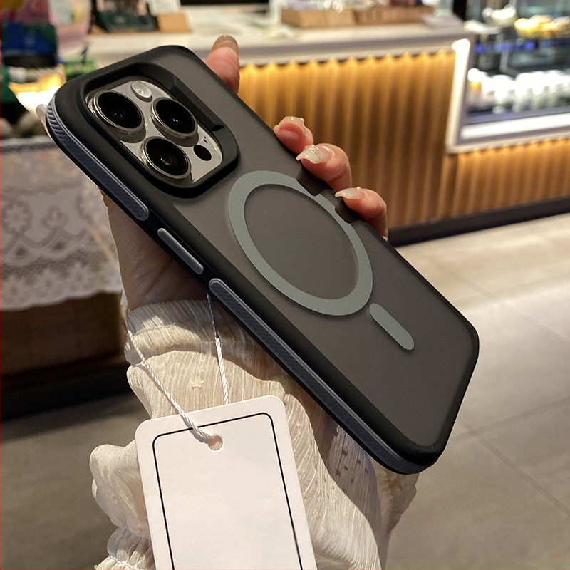 Apple 16ProMax mobiiltelefoni ümbrisele, kahevärviline magnetiline iPhone14 mattnahast Magsafe kaitseümbris