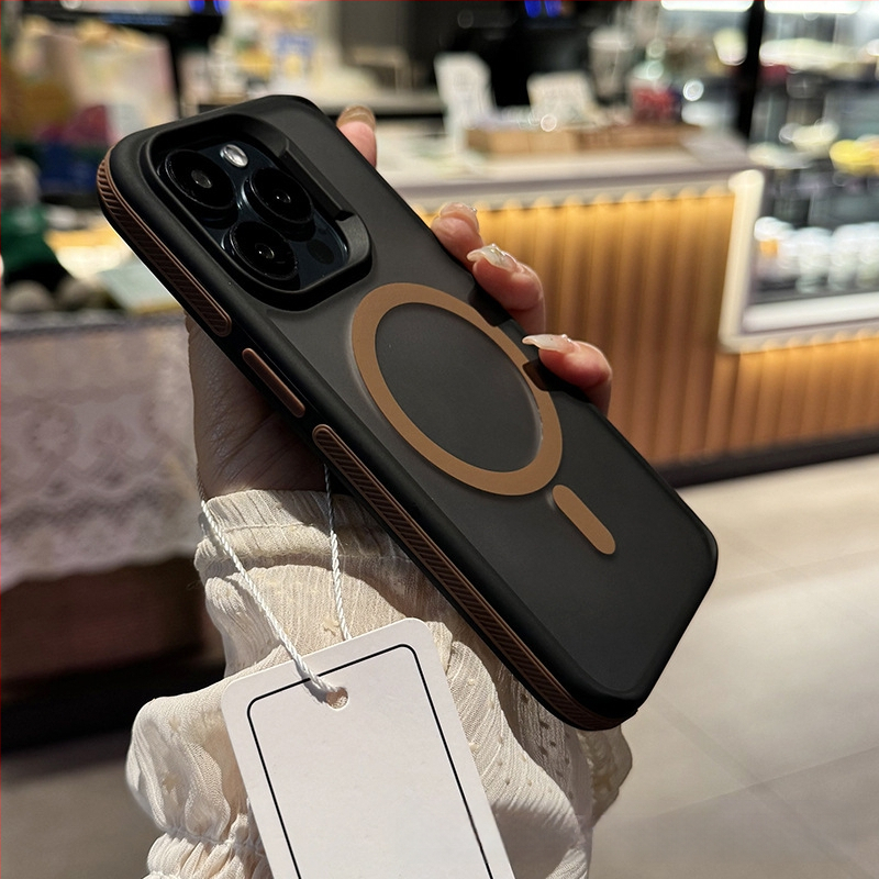 Apple 16ProMax mobiiltelefoni ümbrisele, kahevärviline magnetiline iPhone14 mattnahast Magsafe kaitseümbris