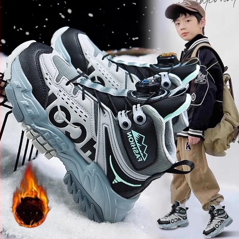 Tüdrukute suured puuvillased kingad 2024 uued talvised fliisvoodriga tossud lastele paksud soojad libisemiskindlad matkajalatsid