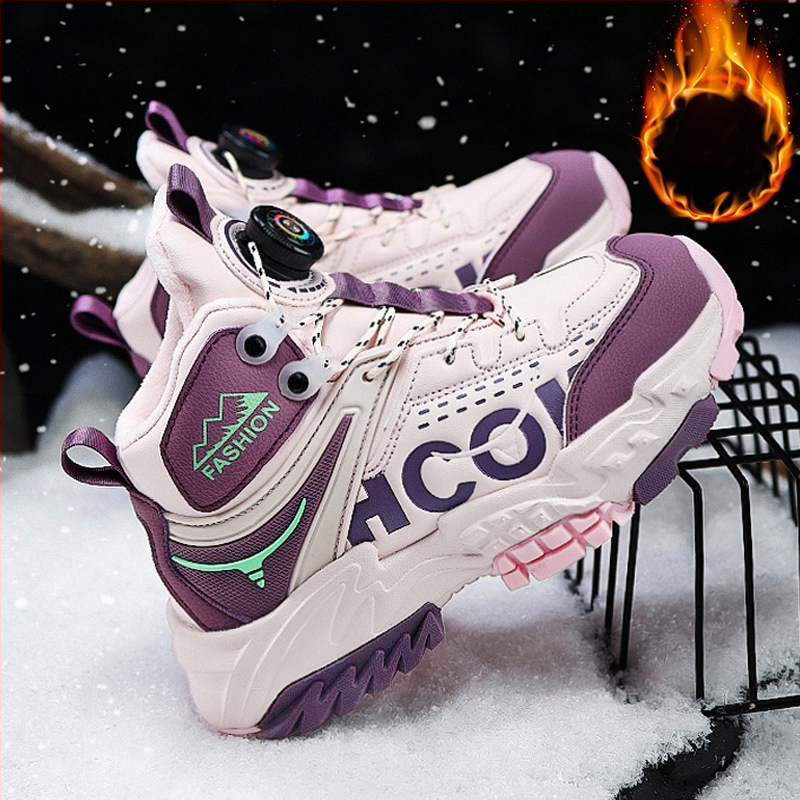 Tüdrukute suured puuvillased kingad 2024 uued talvised fliisvoodriga tossud lastele paksud soojad libisemiskindlad matkajalatsid