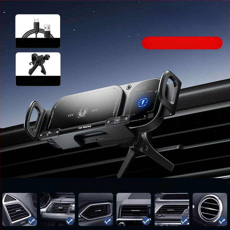 Сгъваем екран за мобилен телефон с изход за въздух, 15W бързо зареждане, сгъваем екран за мобилен телефон, държач за мобилен телефон с голям екран и кола