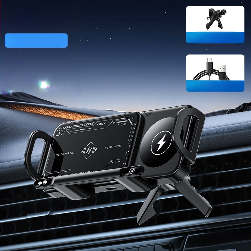 Сгъваем екран за мобилен телефон с изход за въздух, 15W бързо зареждане, сгъваем екран за мобилен телефон, държач за мобилен телефон с голям екран и кола