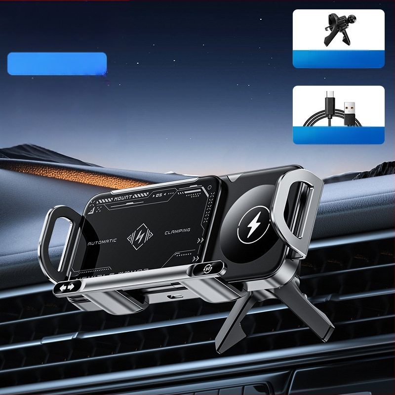 Сгъваем екран за мобилен телефон с изход за въздух, 15W бързо зареждане, сгъваем екран за мобилен телефон, държач за мобилен телефон с голям екран и кола