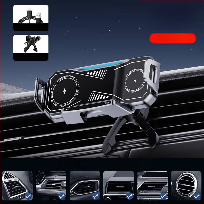 Сгъваем екран за мобилен телефон с изход за въздух, 15W бързо зареждане, сгъваем екран за мобилен телефон, държач за мобилен телефон с голям екран и кола