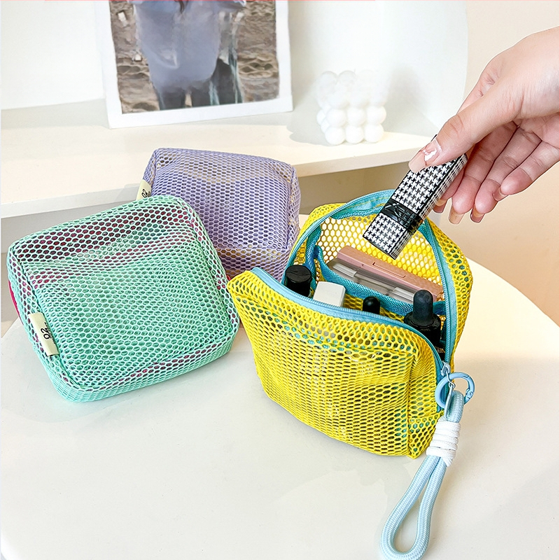 Mini mündikott dopamiinivõrgust tofu kosmeetikakott kaasaskantav hingav kosmeetika huulepulga hoiukott meigikott