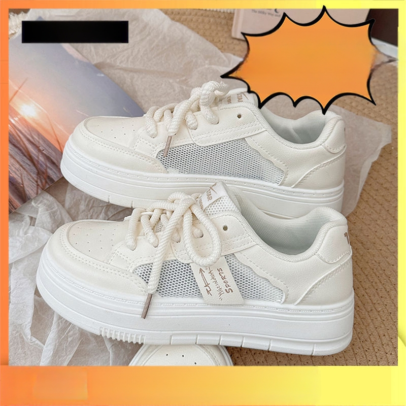 Vasarinis sijonas, kvėpuojantis, sportinis, laisvalaikio, balti batai, moteriški 2024 m. nauji, vasariniai, tinkliniai batai su didelėmis pirštais, lentos formos batai