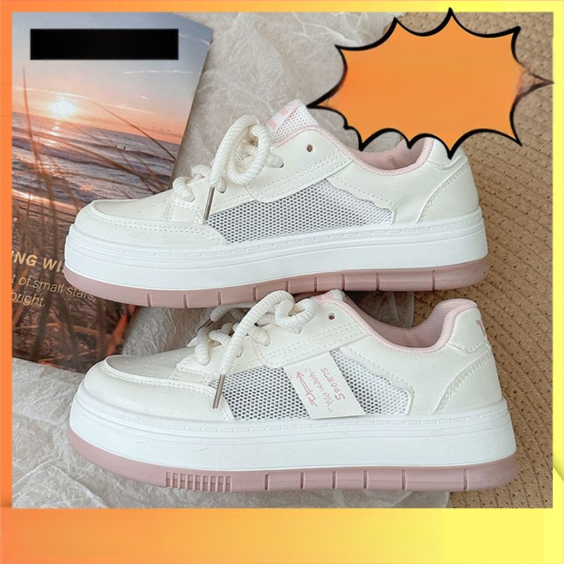 Vasarinis sijonas, kvėpuojantis, sportinis, laisvalaikio, balti batai, moteriški 2024 m. nauji, vasariniai, tinkliniai batai su didelėmis pirštais, lentos formos batai