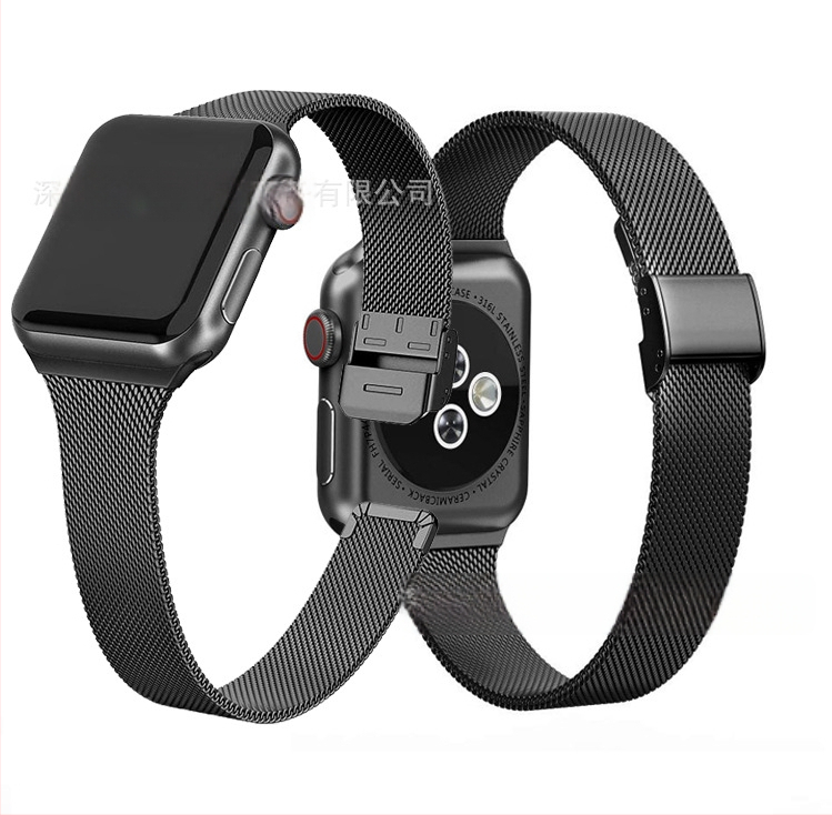 Sobib Apple Watch iwatch7 6-le, väikese vöökohaga kokkutõmbuv roostevabast terasest 45/41mm Milan rihm SE metallist vöö