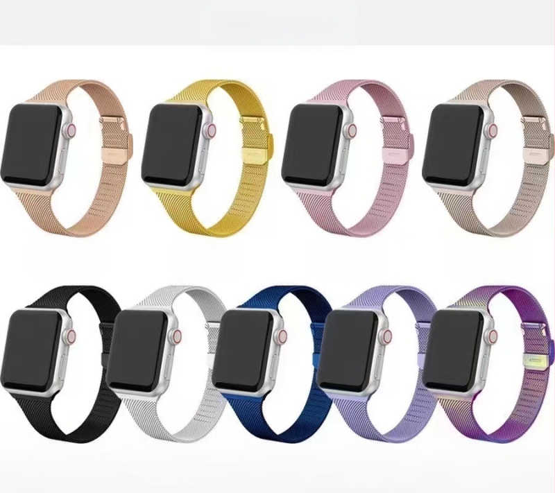 Sobib Apple Watch iwatch7 6-le, väikese vöökohaga kokkutõmbuv roostevabast terasest 45/41mm Milan rihm SE metallist vöö