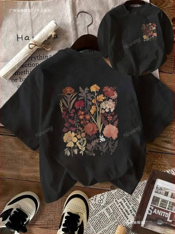 Piiriülene Aliexpressi naiste vabaaja lühikeste varrukatega ümara kaelusega T-särk