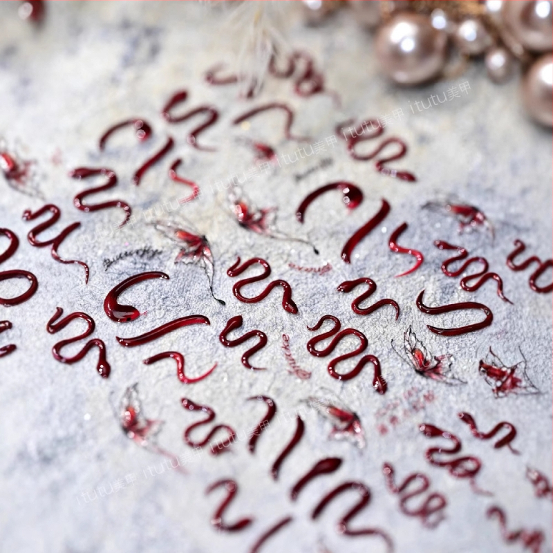 Uus Fugui väike punane madu reljeefne küünekunsti kleebis armas väike valge madu liblikas nutikas väike madu mao seljaliimiga küünekleebis