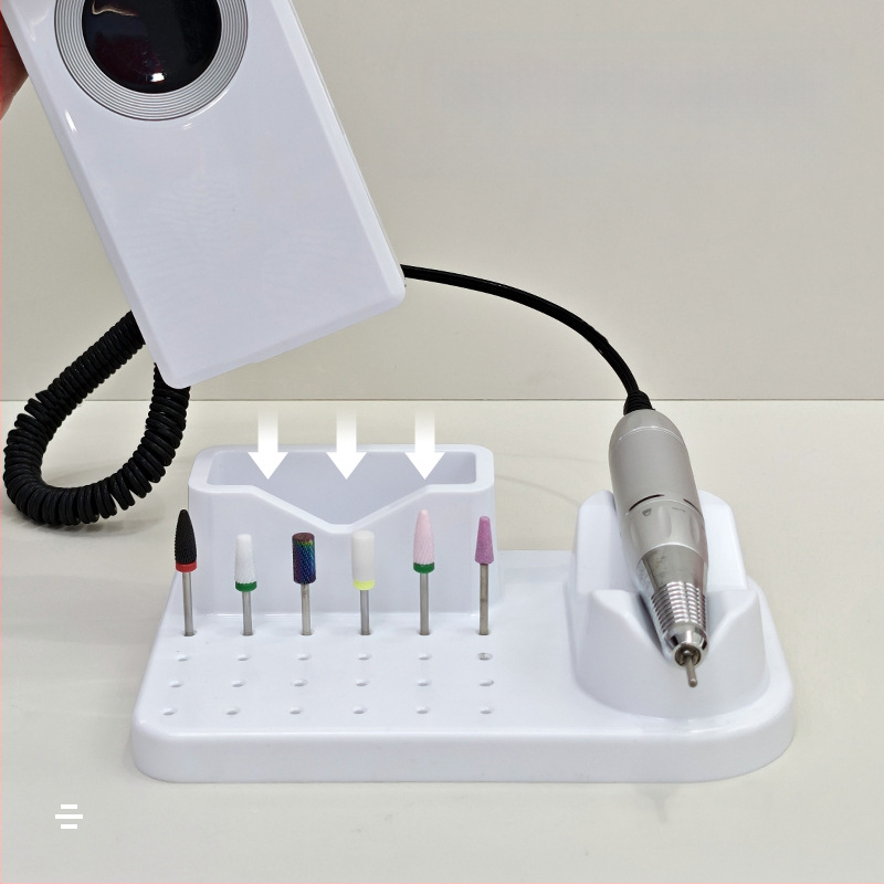 Piiriülene veski paigutuse näidiku riiul lihvimispea puuriterade korraldaja kast maniküüri tööriistad maniküüri hoiukarp lihvimispea