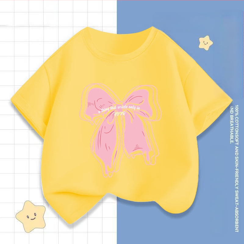 2242 # Tüdrukute lühikeste varrukatega T-särk Suvine uus laste poolvarrukatega topid Moodsad beebiriided Suvised laste riided