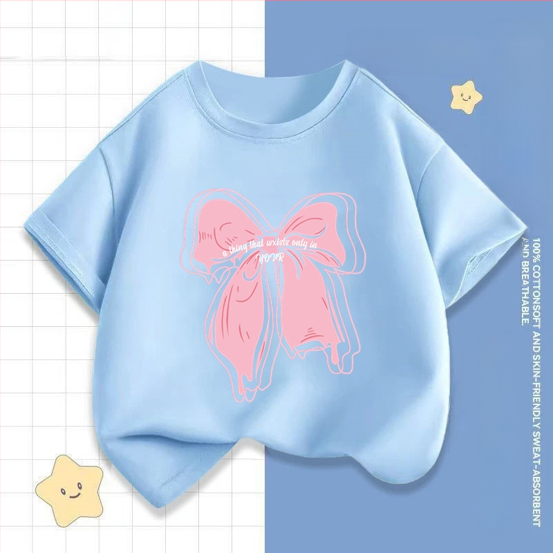 2242 # Tüdrukute lühikeste varrukatega T-särk Suvine uus laste poolvarrukatega topid Moodsad beebiriided Suvised laste riided