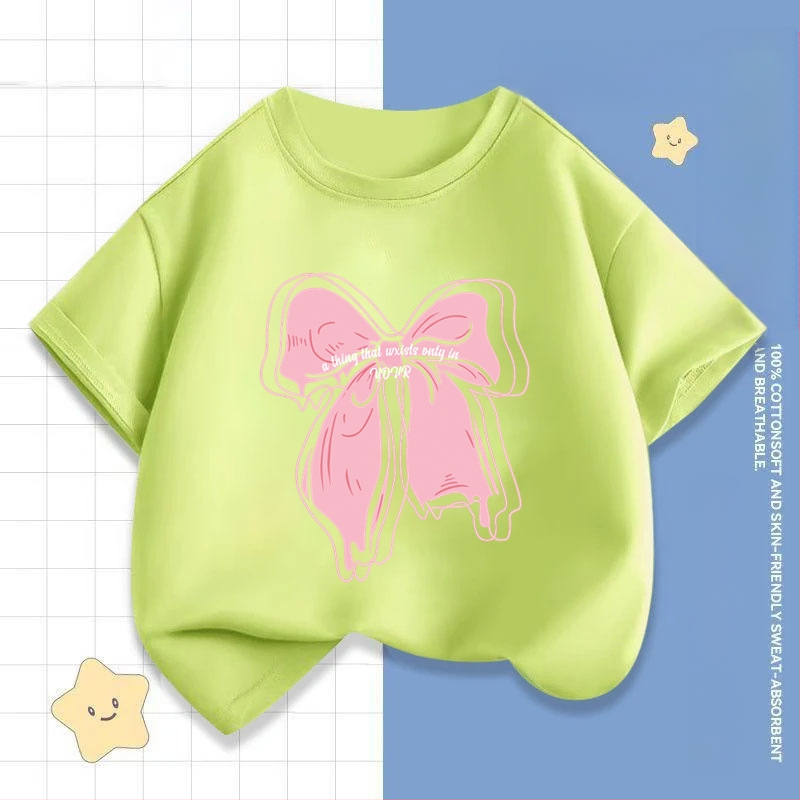 2242 # Tüdrukute lühikeste varrukatega T-särk Suvine uus laste poolvarrukatega topid Moodsad beebiriided Suvised laste riided