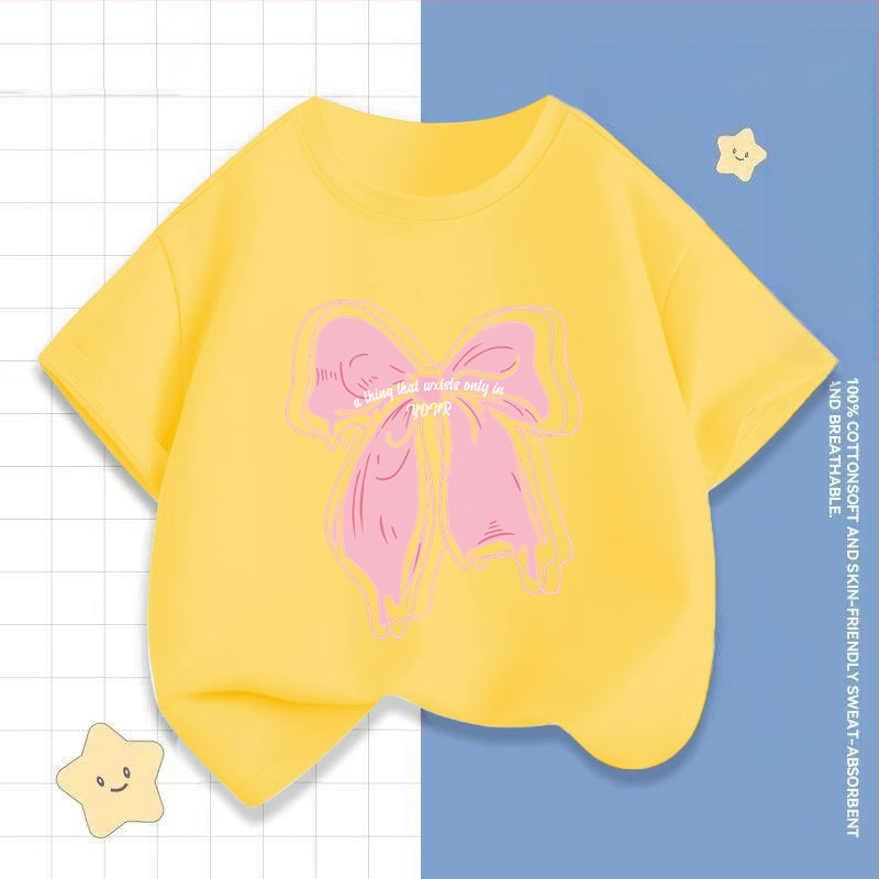 2242 # Tüdrukute lühikeste varrukatega T-särk Suvine uus laste poolvarrukatega topid Moodsad beebiriided Suvised laste riided