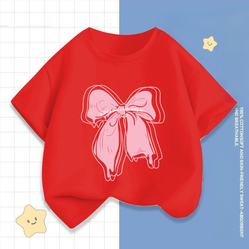 2242 # Tüdrukute lühikeste varrukatega T-särk Suvine uus laste poolvarrukatega topid Moodsad beebiriided Suvised laste riided