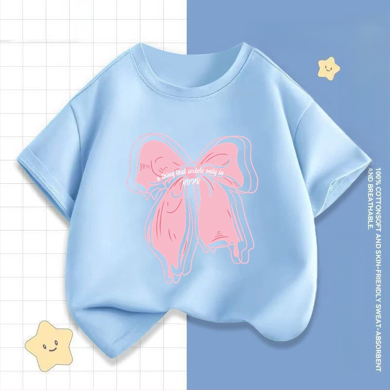 2242 # Tüdrukute lühikeste varrukatega T-särk Suvine uus laste poolvarrukatega topid Moodsad beebiriided Suvised laste riided