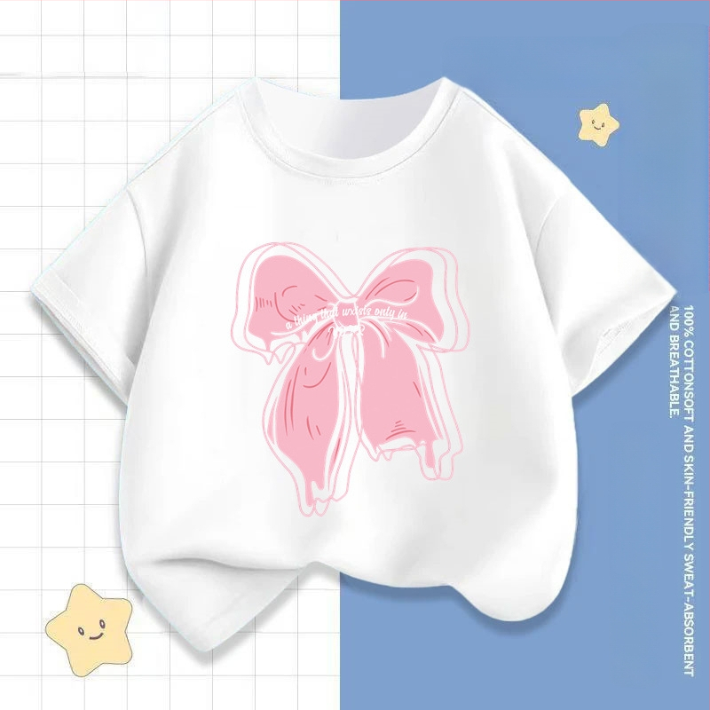 2242 # Tüdrukute lühikeste varrukatega T-särk Suvine uus laste poolvarrukatega topid Moodsad beebiriided Suvised laste riided