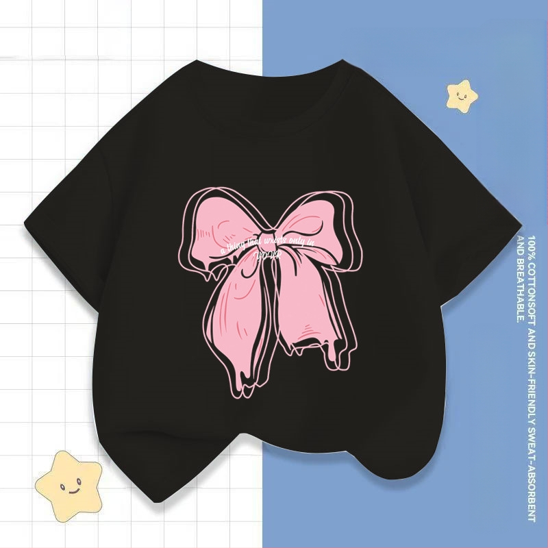 2242 # Tüdrukute lühikeste varrukatega T-särk Suvine uus laste poolvarrukatega topid Moodsad beebiriided Suvised laste riided