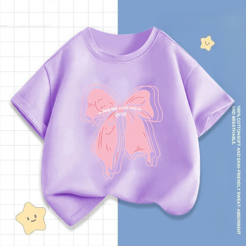 2242 # Tüdrukute lühikeste varrukatega T-särk Suvine uus laste poolvarrukatega topid Moodsad beebiriided Suvised laste riided