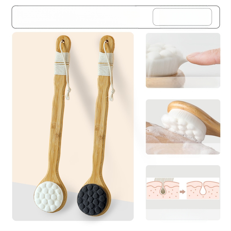 Vannihari kassiküünisega pehmete karvadega pika käepidemega vannihari meestele ja naistele naha hõõrumiseks muda vannirätikuga kehahari seljale