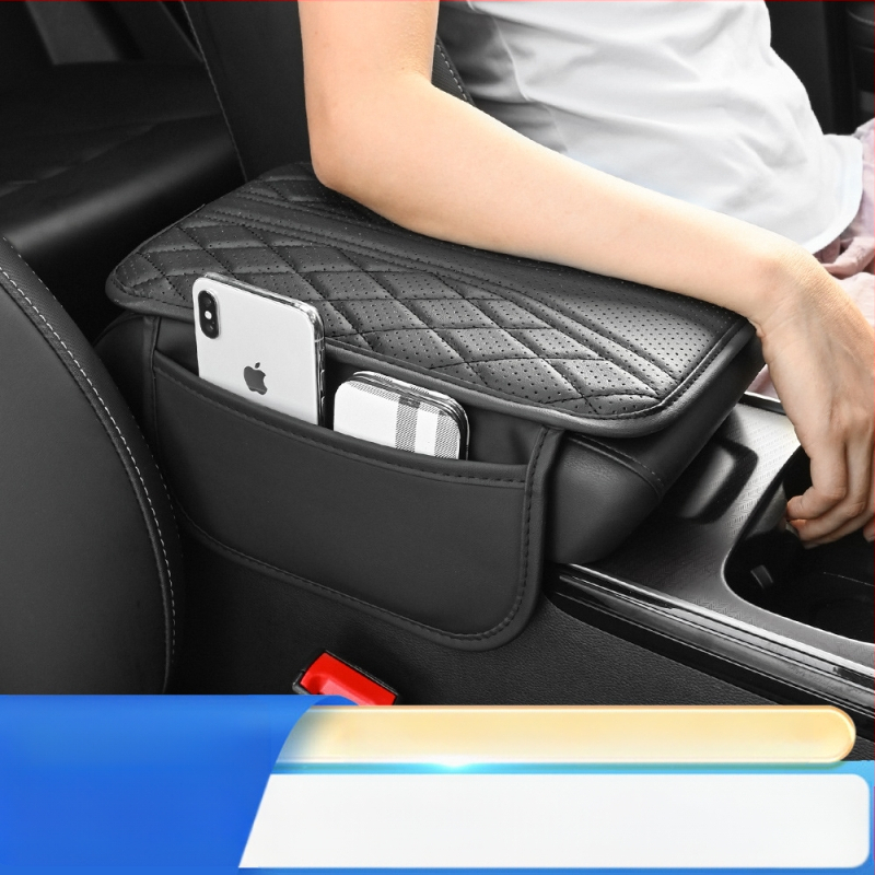 Piiriülese auto keskjuhtimisega käetoe kasti padi universaalne käetoe kasti kaitsekate tikitud turvapadja salongi muutmise tarvikud