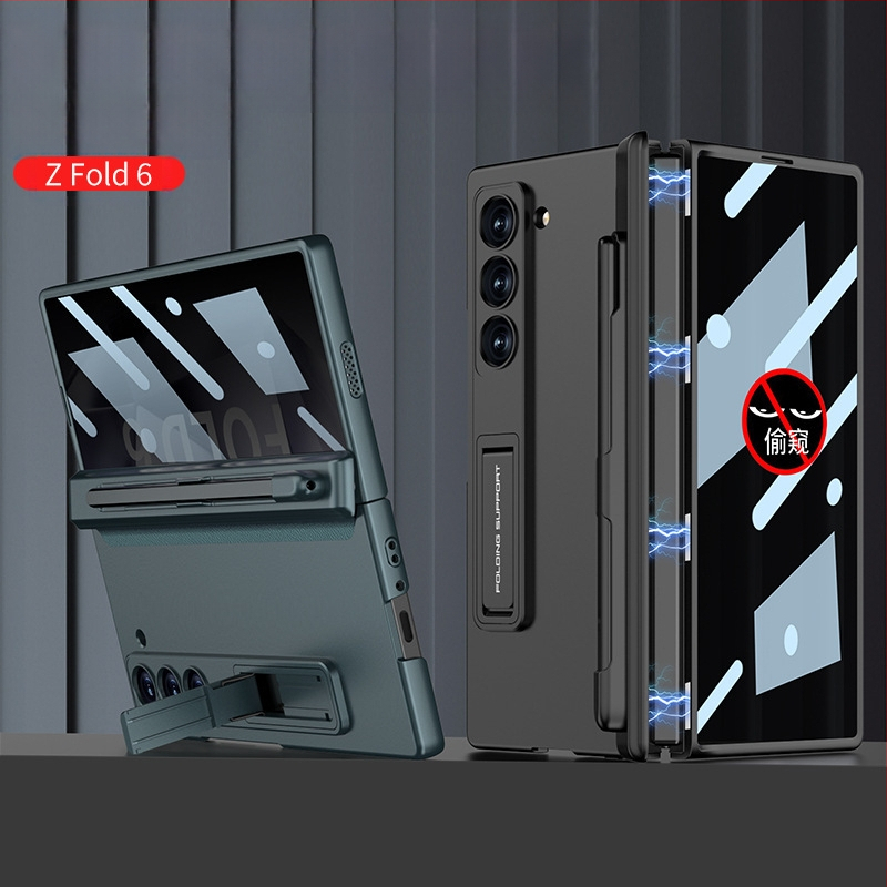Samsung Galaxy Z Fold6 kokkupandava ekraaniga telefoniümbris, piilumisvastane magnetiline puhastusklamber, pliiatsi pesaga telefoniümbris
