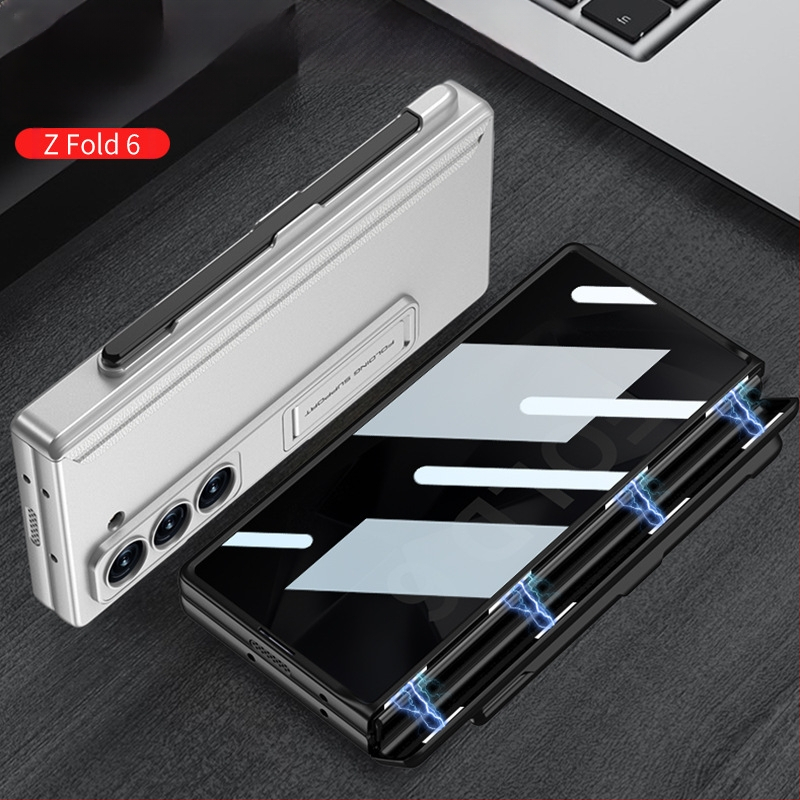 Samsung Galaxy Z Fold6 kokkupandava ekraaniga telefoniümbris, piilumisvastane magnetiline puhastusklamber, pliiatsi pesaga telefoniümbris