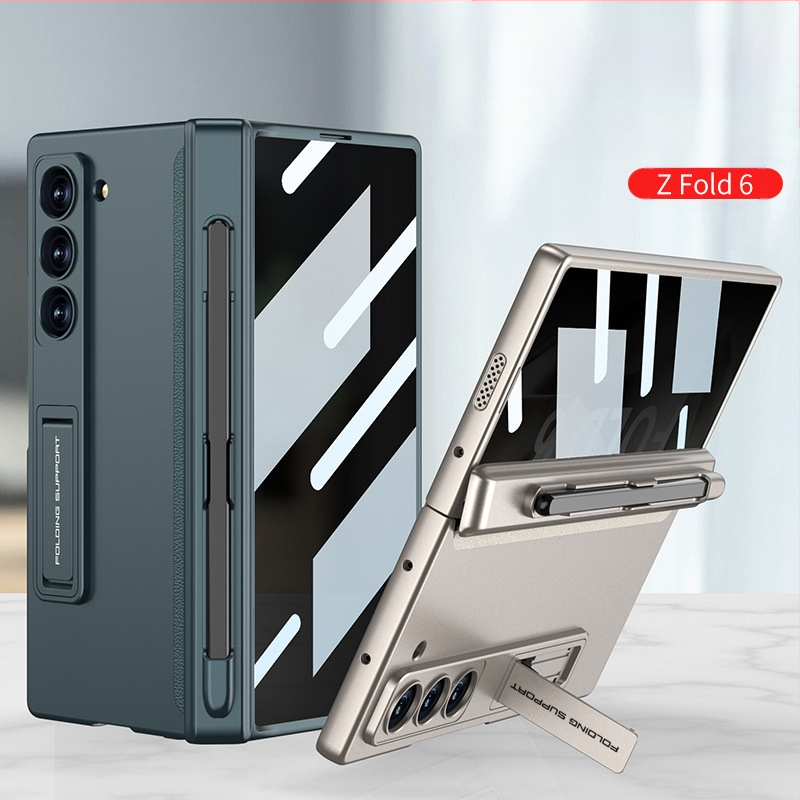 Samsung Galaxy Z Fold6 kokkupandava ekraaniga telefoniümbris, piilumisvastane magnetiline puhastusklamber, pliiatsi pesaga telefoniümbris