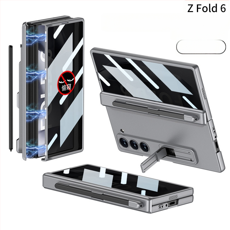 Samsung Galaxy Z Fold6 kokkupandava ekraaniga telefoniümbris, piilumisvastane magnetiline puhastusklamber, pliiatsi pesaga telefoniümbris