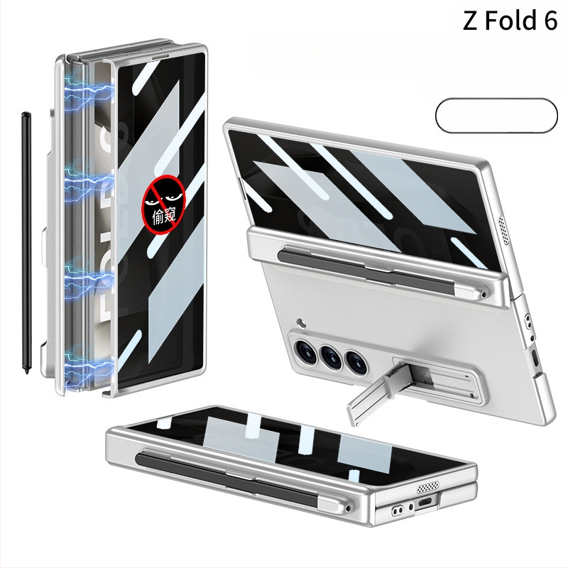 Samsung Galaxy Z Fold6 kokkupandava ekraaniga telefoniümbris, piilumisvastane magnetiline puhastusklamber, pliiatsi pesaga telefoniümbris