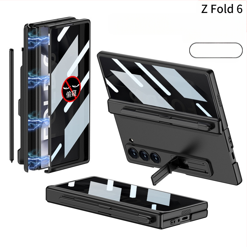 Samsung Galaxy Z Fold6 kokkupandava ekraaniga telefoniümbris, piilumisvastane magnetiline puhastusklamber, pliiatsi pesaga telefoniümbris