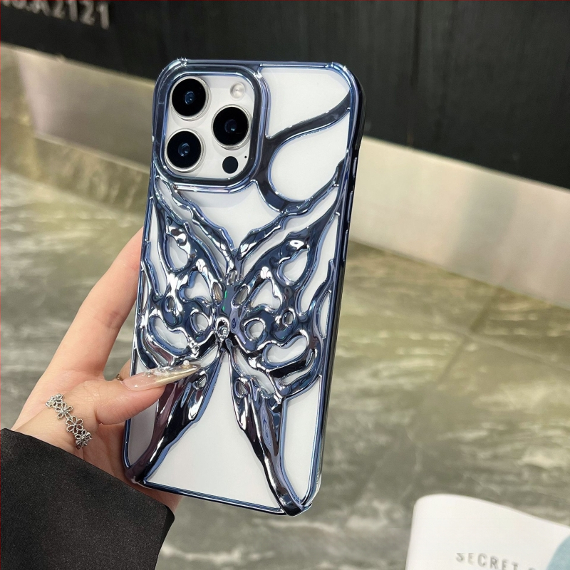 Sobib Iphone16Promax mobiiltelefoni ümbrisele, väljalõigatud jahutav galvaaniline liblikas Apple 16E kukkumisvastane kaitseümbris rist