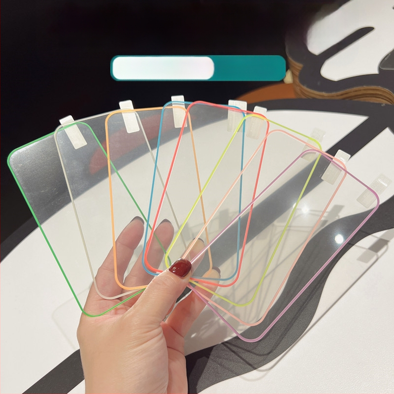 Gaismas pilna aizsargplēve Apple 17 Promax rūdītai plēvei iPhone 16 Airbag Edge 15 krāsainai plēvei 14 pilnekrāna 13 fluorescējošai aizsargplēvei