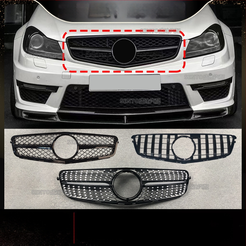Sobib 2007-2014 Mercedes-Benz C-klassi W204 modifitseeritud keskmisele võrgule GT vertikaalribale Gymnopus AMG esivõrele