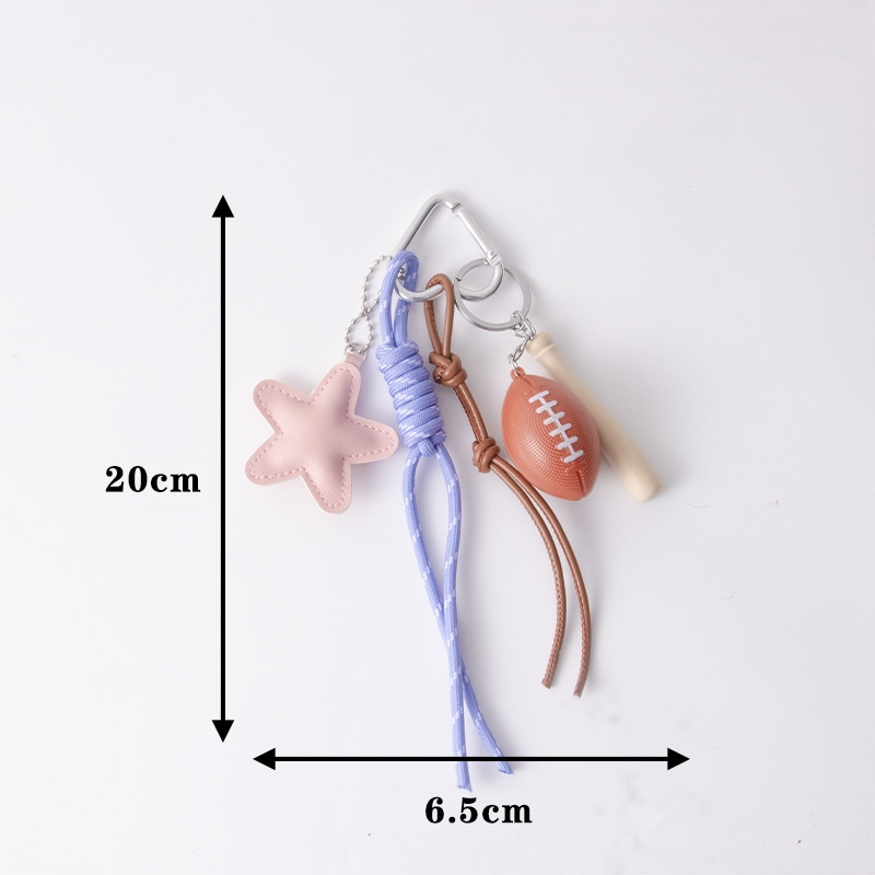 Piiriülene populaarne nahast viieharulise tähega Miu seeria koti ripats, pesapalli, ragbi tähega koti ripats, isetehtud võtmehoidja