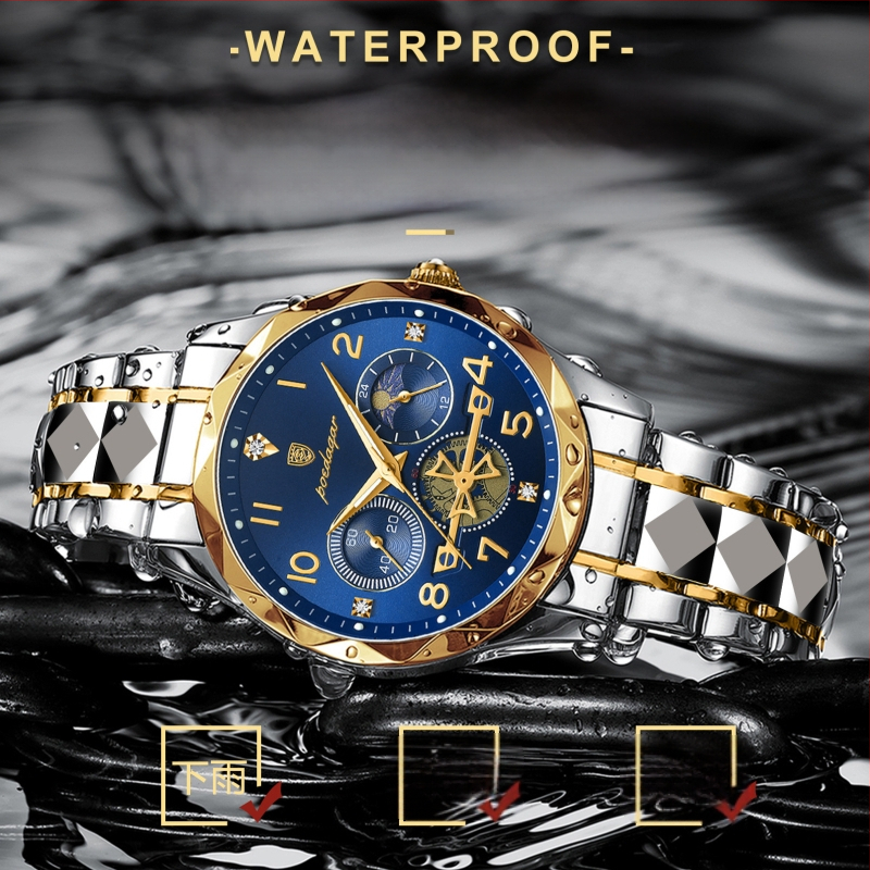 POEDAGAR Šveitsi kaubamärgi multifunktsionaalne uus meeste käekell veekindel helendav moodne kvartskell väliskaubandusest 972