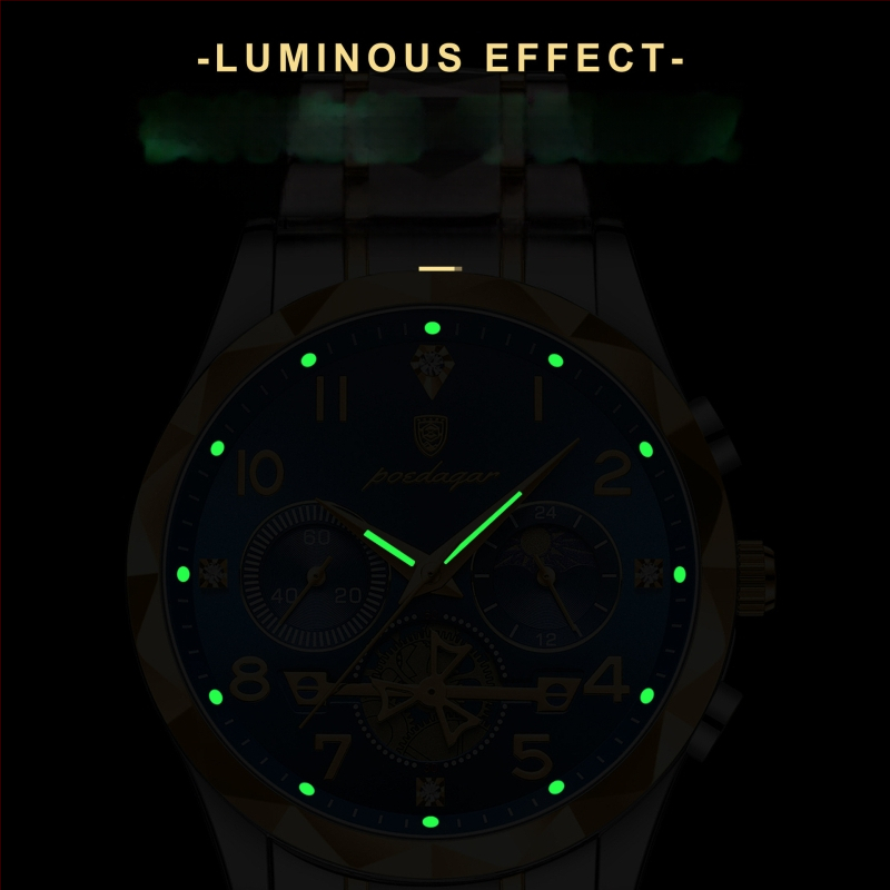 POEDAGAR Šveitsi kaubamärgi multifunktsionaalne uus meeste käekell veekindel helendav moodne kvartskell väliskaubandusest 972