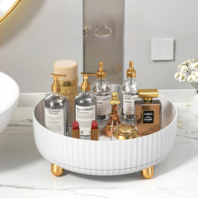 Pöörlev kosmeetika hoiukarp 360-kraadine nahahooldustoodete hoiuriiul Tualettlaua hoiualus Pöörlev hoiukarp