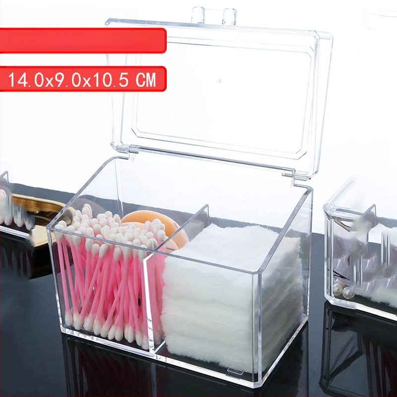 Loominguline läbipaistev vatitupsu hoiukarp Kristallekrüülist tolmukindel meigivatitupsu karp kosmeetika korraldamiseks