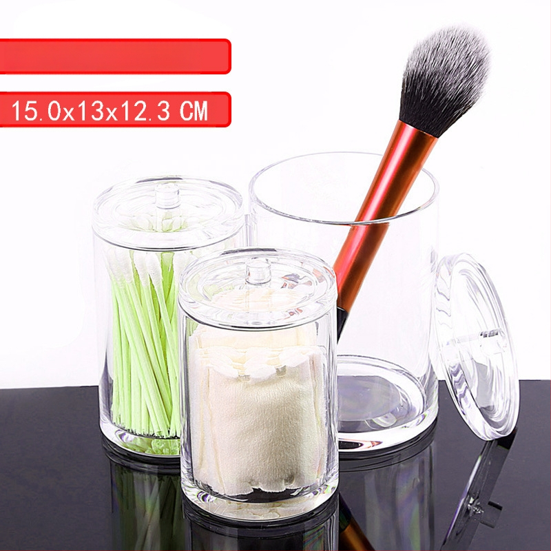 Loominguline läbipaistev vatitupsu hoiukarp Kristallekrüülist tolmukindel meigivatitupsu karp kosmeetika korraldamiseks