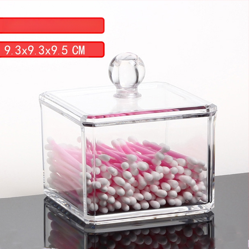 Loominguline läbipaistev vatitupsu hoiukarp Kristallekrüülist tolmukindel meigivatitupsu karp kosmeetika korraldamiseks