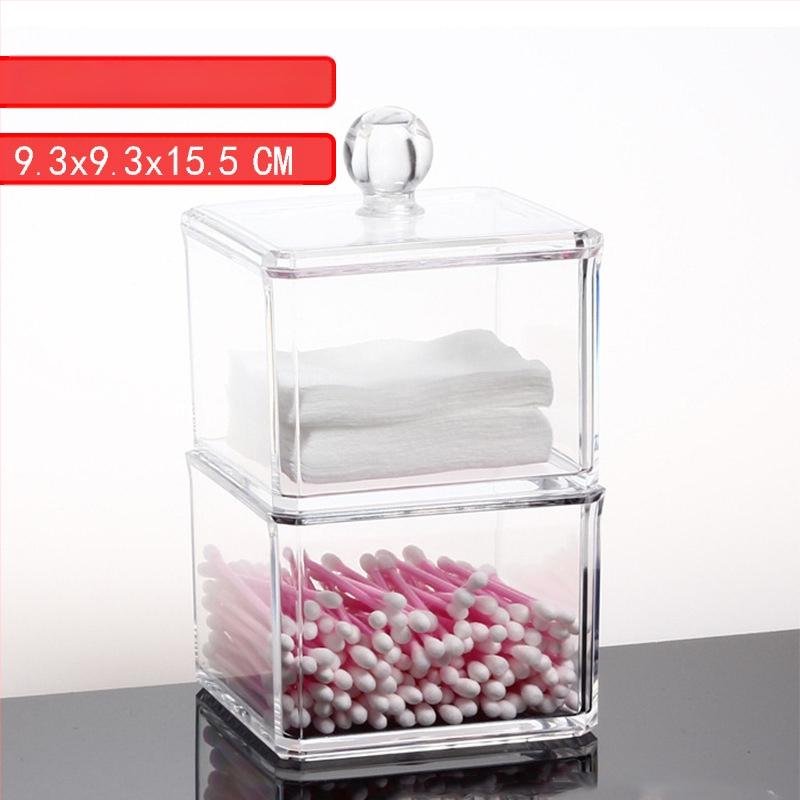 Loominguline läbipaistev vatitupsu hoiukarp Kristallekrüülist tolmukindel meigivatitupsu karp kosmeetika korraldamiseks