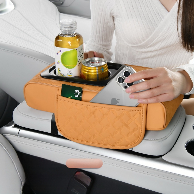 Cross-Border 2025 Nappa nahast auto hoiukast kahekordse topsihoidjaga, käetoe alus, kõrgendusalus, libisemisvastane disain